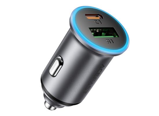 ACEFAST B15 65W Metal Car Charger Dual Port USB-A + USB-C Fast Charging Car Power Adapter Cigarette Lighter - Black